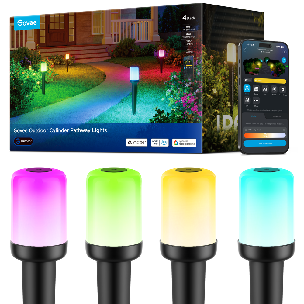 Govee Outdoor Cylinder Pathway Lights 4-Pack: $84.99 Govee Outdoor Cylinder Pathway Lights 4-Pack: $84.99