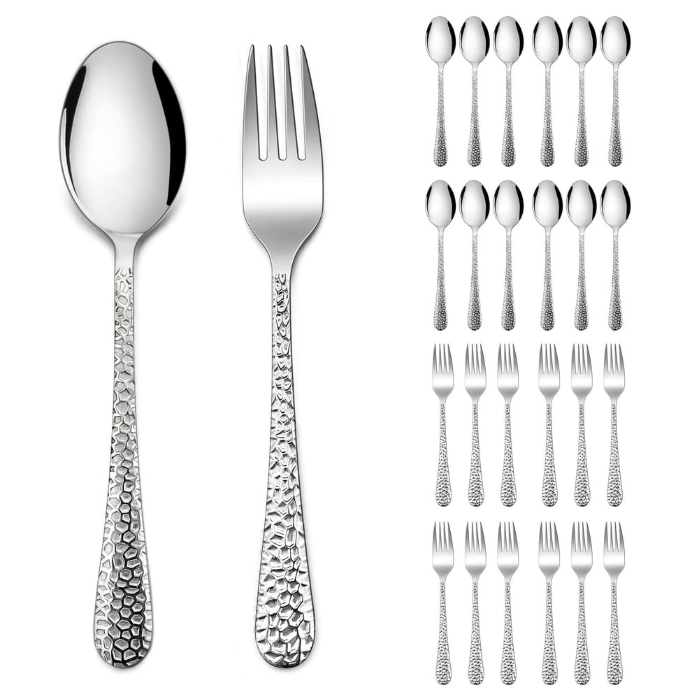 Vesteel 24-Piece Hammered Stainless Steel Flatware Set: $16.99 Vesteel 24-Piece Hammered Stainless Steel Flatware Set: $16.99