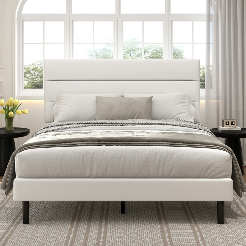 Frostbloom Queen Size Velvet Upholstered Platform Bed Frame: $129.99