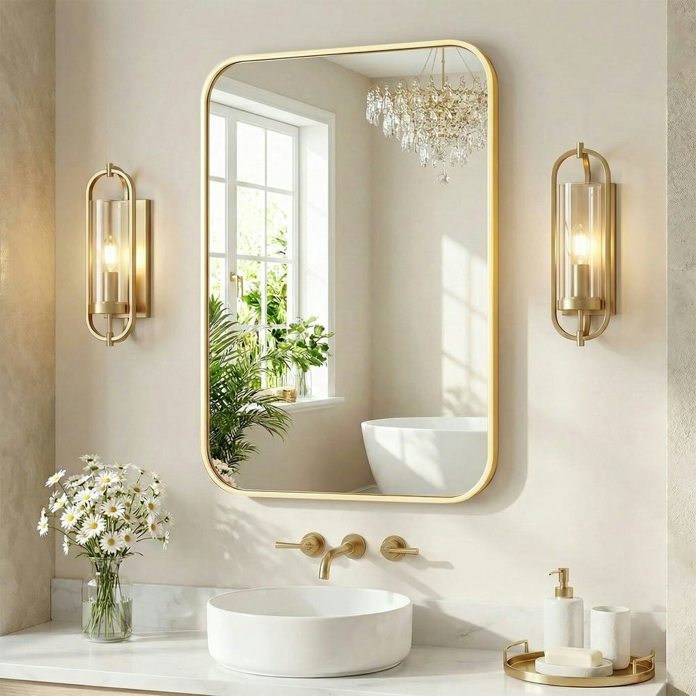 Jioabl 24"x36" Rounded Corner Bathroom Mirror: $31.89 Jioabl 24"x36" Rounded Corner Bathroom Mirror: $31.89