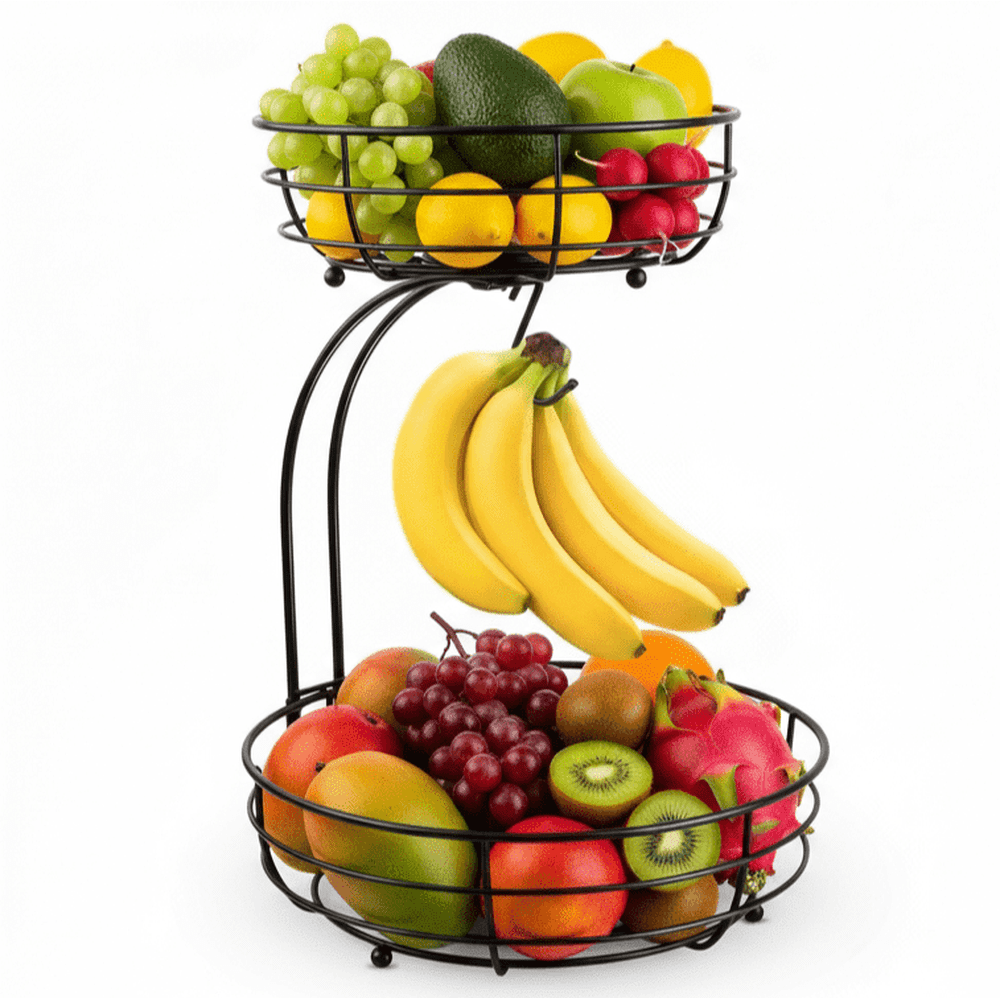 2-Tier Stackable Metal Fruit Basket with Banana Hanger: $19.39 2-Tier Stackable Metal Fruit Basket with Banana Hanger: $19.39