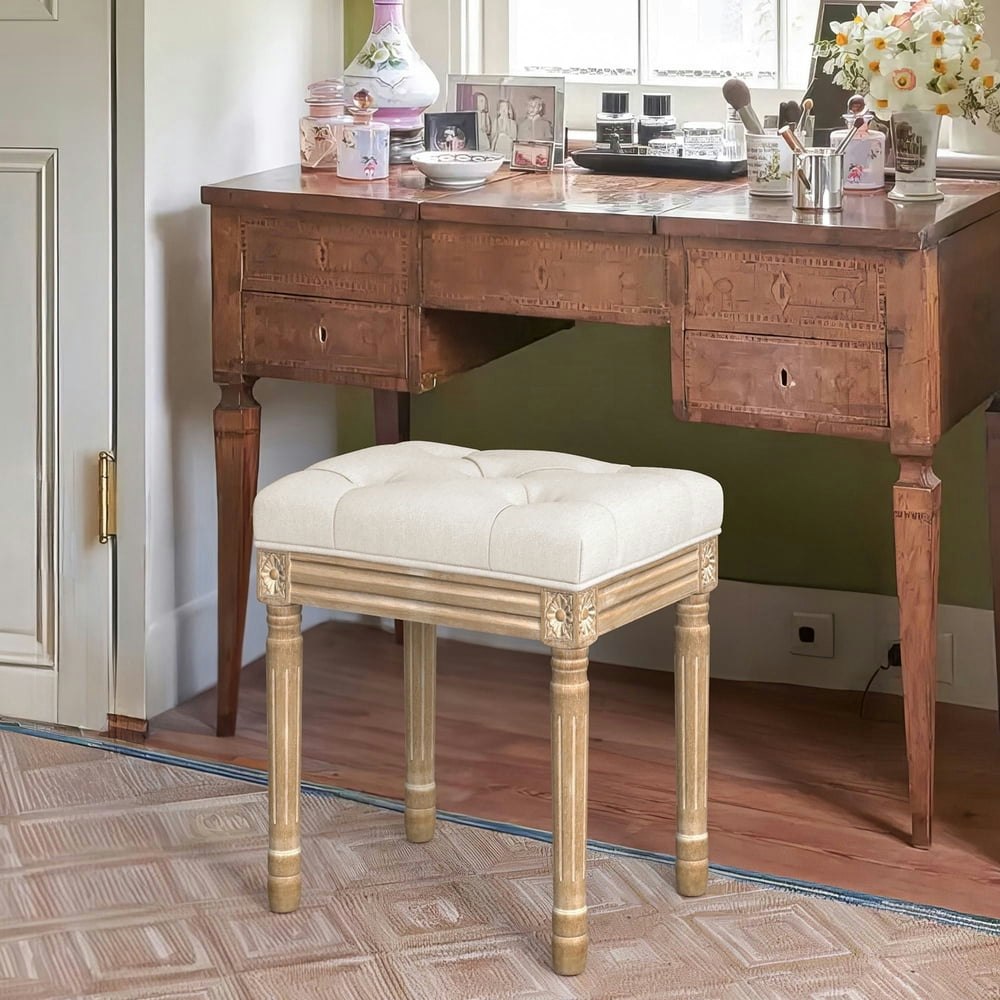 Dycanpo 16-Inch Vintage Upholstered Vanity Stool: $69.99