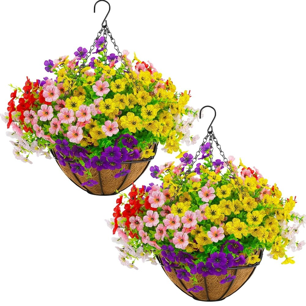 CandWuom Artificial Outdoor Flowers with Hanging Basket 2-Set: $39.99 CandWuom Artificial Outdoor Flowers with Hanging Basket 2-Set: $39.99