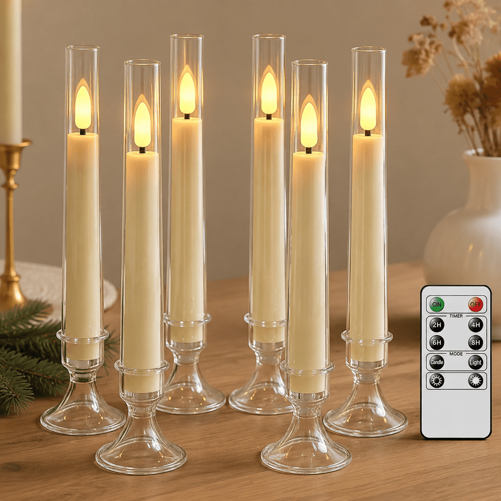 Hidawn 9.57-Inch LED Flameless Taper Candles 6-Pack: $17.99 Hidawn 9.57-Inch LED Flameless Taper Candles 6-Pack: $17.99