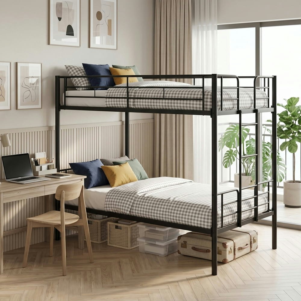 Edx Twin Over Twin Metal Bunk Bed with Stairs: $126.99 Edx Twin Over Twin Metal Bunk Bed with Stairs: $126.99