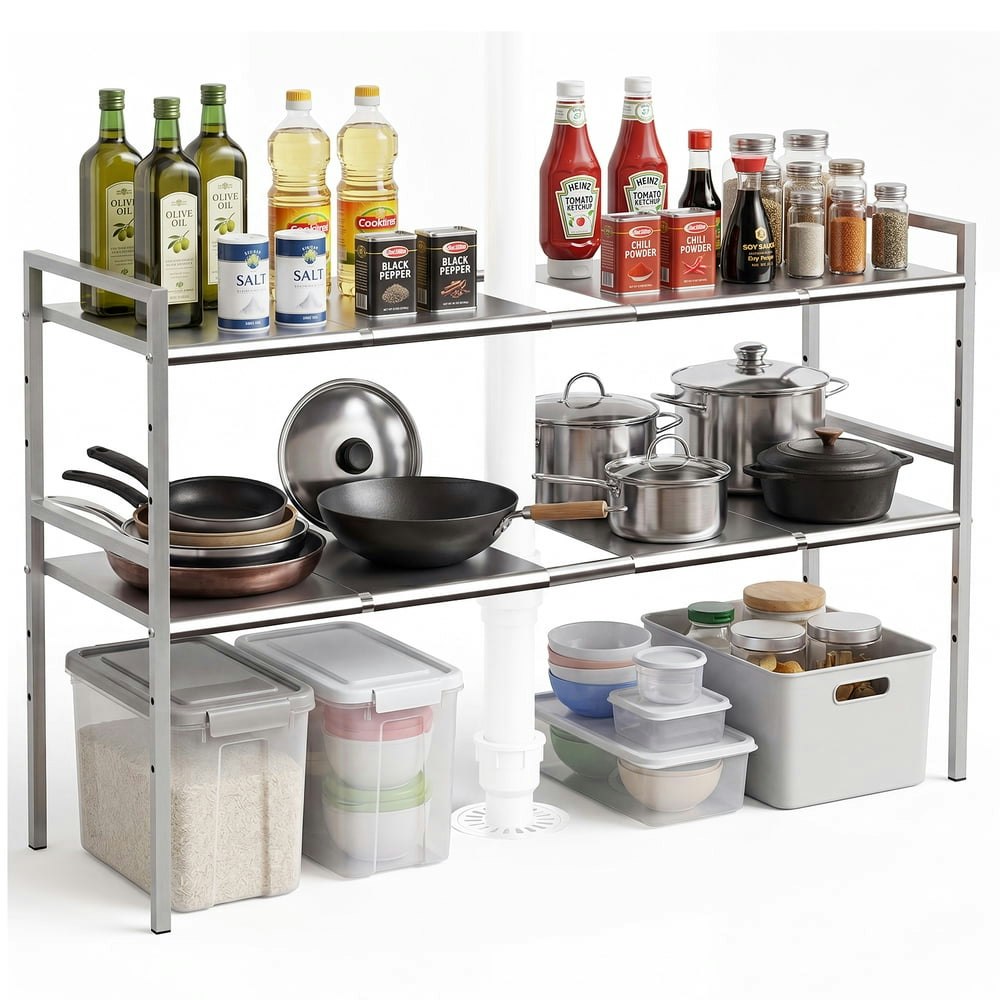 Phancir Expandable 2-Tier Under Sink Cabinet Organizer: $19.79