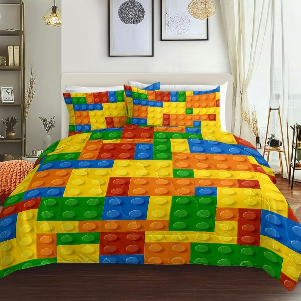 BlessLiving Queen Colorful Blocks 3-Piece Kids Comforter Set: $38.99 BlessLiving Queen Colorful Blocks 3-Piece Kids Comforter Set: $38.99
