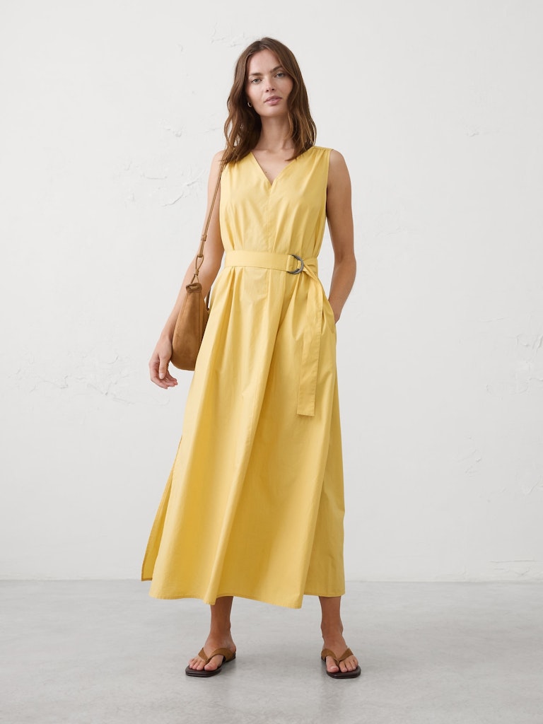 Poplin Belted Maxi Dress: $70