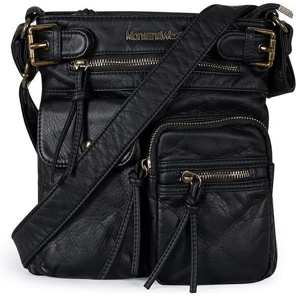 Montana West Soft Washed Leather Multi-Pocket Crossbody Bag: $26.99