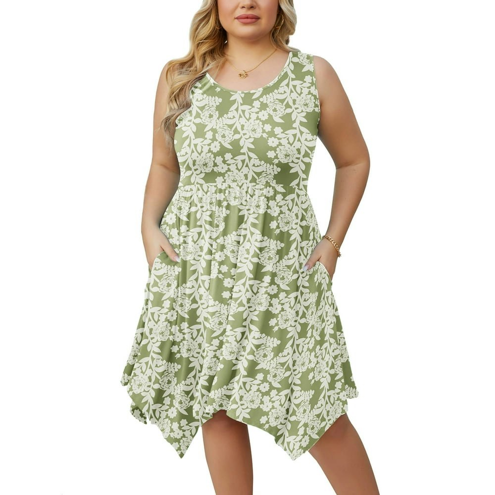 Showmall Women's Plus Size Sleeveless Midi Dress: $14.98 Showmall Women's Plus Size Sleeveless Midi Dress: $14.98