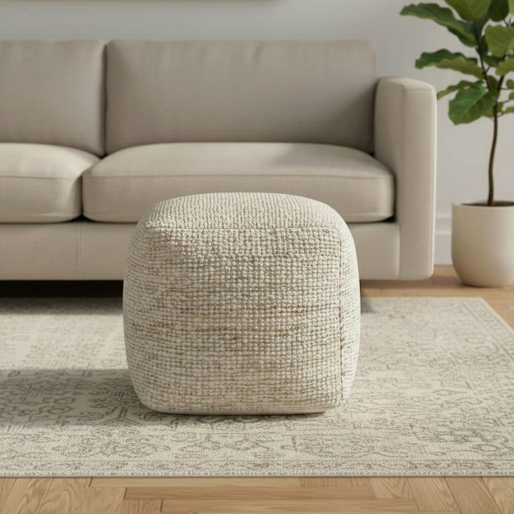 18-inch Cotton Wool and Jute Striped Pouf Ottoman: $273.56 18-inch Cotton Wool and Jute Striped Pouf Ottoman: $273.56