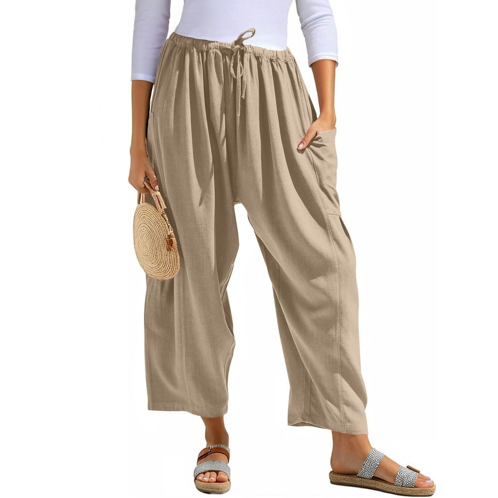 Airmenty Women's Wide Leg Linen Palazzo Pants: $14.88 Airmenty Women's Wide Leg Linen Palazzo Pants: $14.88
