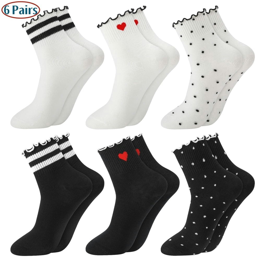 Bocaoying Women's Ruffle Crew Socks 6-Pack: $8.88 Bocaoying Women's Ruffle Crew Socks 6-Pack: $8.88