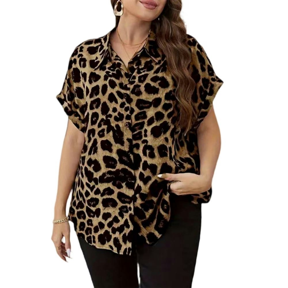 Cuteduck Women's Leopard Print Short Sleeve Blouse: $12.99 Cuteduck Women's Leopard Print Short Sleeve Blouse: $12.99
