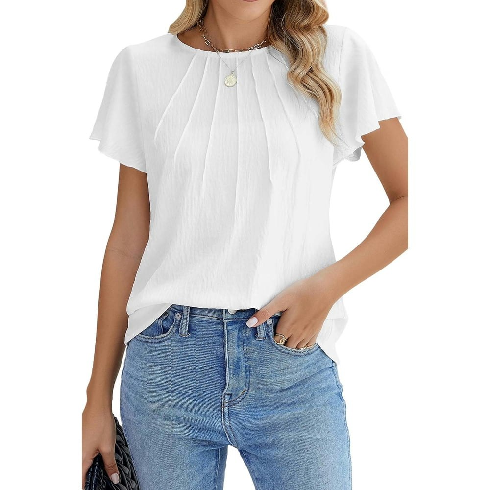 Fantaslook Women's Ruffle Sleeve Pleated Blouse: $10.79 Fantaslook Women's Ruffle Sleeve Pleated Blouse: $10.79