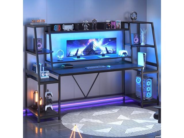 78.8-Inch Gaming Desk with Hutch and LED Lights: $255.99 78.8-Inch Gaming Desk with Hutch and LED Lights: $255.99