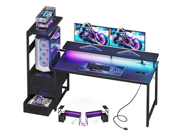 59-Inch Gaming Desk with USB Ports and LED Lights: $175.99 59-Inch Gaming Desk with USB Ports and LED Lights: $175.99