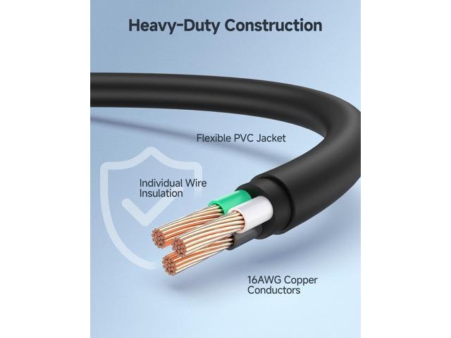 16 AWG 3-Prong 3-Foot Power Cord 2-Pack: $22.49