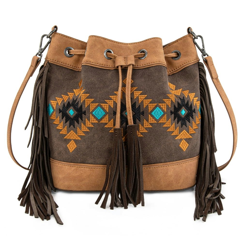 Montana West Aztec Fringe Bucket Crossbody Bag: $45.99 Montana West Aztec Fringe Bucket Crossbody Bag: $45.99