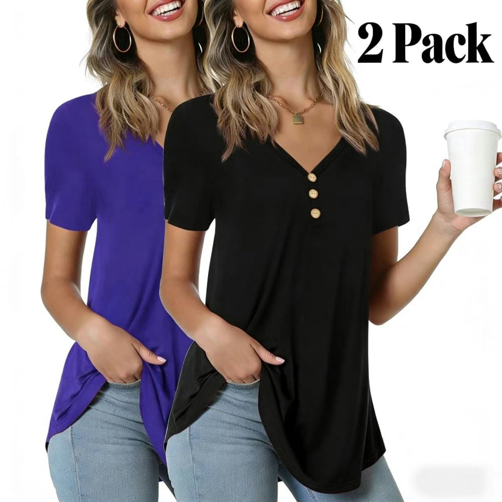 Anygrew Women's Short Sleeve Tunic Tops 2-Pack: $17.78 Anygrew Women's Short Sleeve Tunic Tops 2-Pack: $17.78