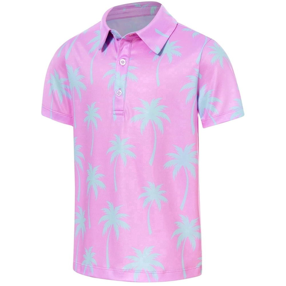 Lanbubble Boy's Palm Print Short Sleeve Polo Shirt: $14.99 Lanbubble Boy's Palm Print Short Sleeve Polo Shirt: $14.99