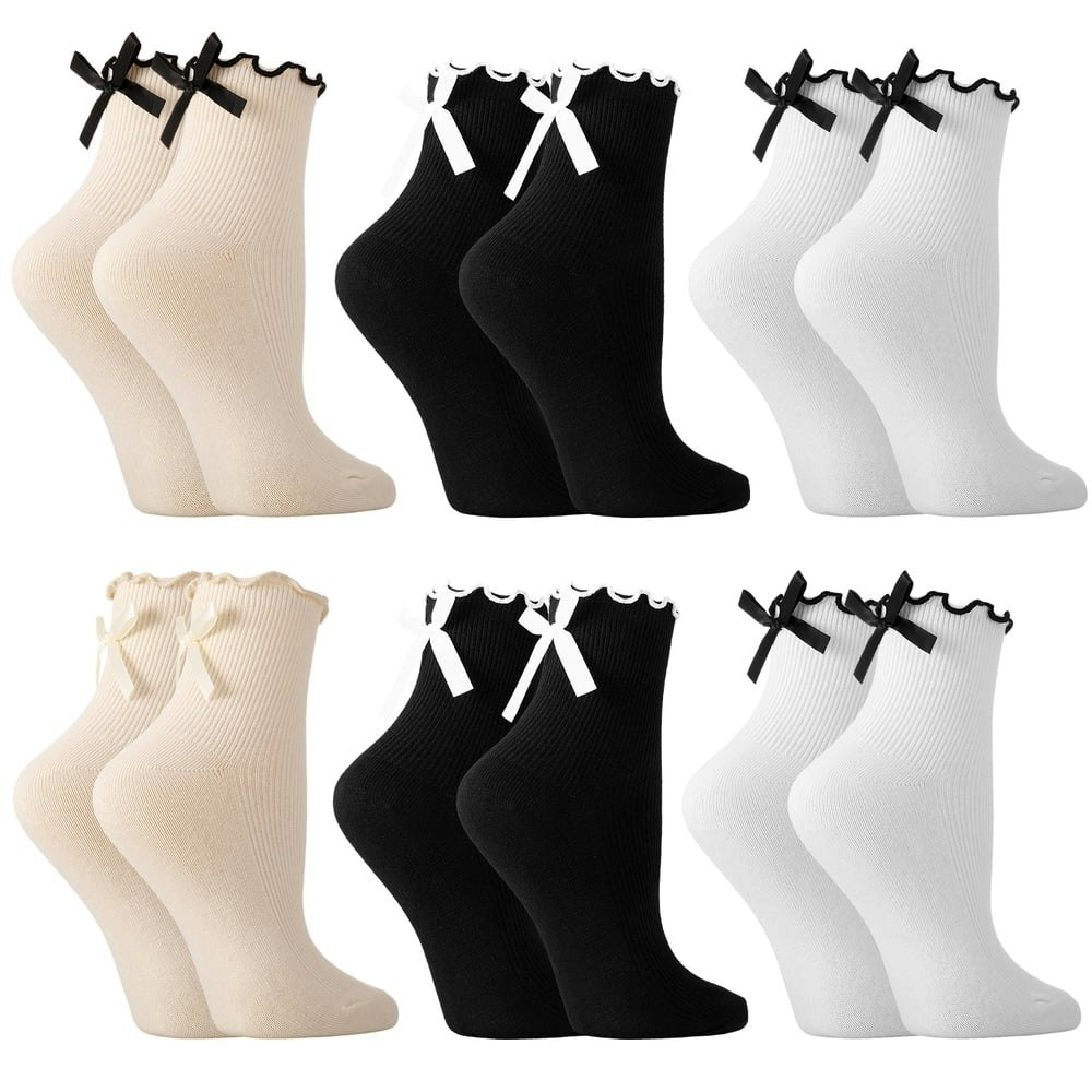 Bocaoying Women's Lace Ruffle Crew Socks 6-Pack: $10.99 Bocaoying Women's Lace Ruffle Crew Socks 6-Pack: $10.99