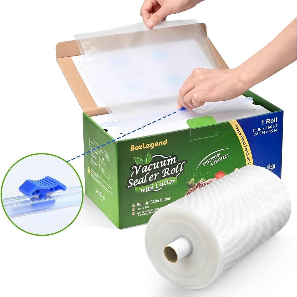 BoxLegend 11-Inch x 150-Foot Vacuum Sealer Bag Roll with Cutter: $33.99 BoxLegend 11-Inch x 150-Foot Vacuum Sealer Bag Roll with Cutter: $33.99