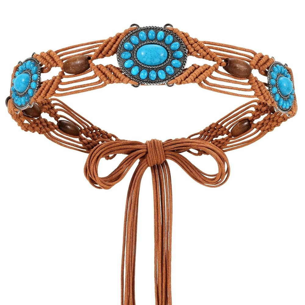 Jasgood Boho Turquoise Braided Waist Belt: $12.34 Jasgood Boho Turquoise Braided Waist Belt: $12.34