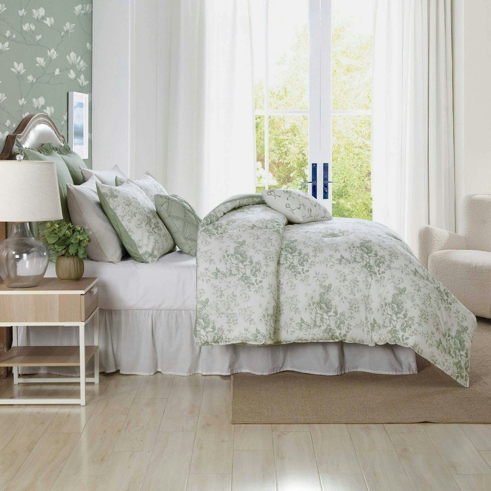 Laura Ashley Toile Delight Twin 5-Piece Comforter and Sham Set: $64.99