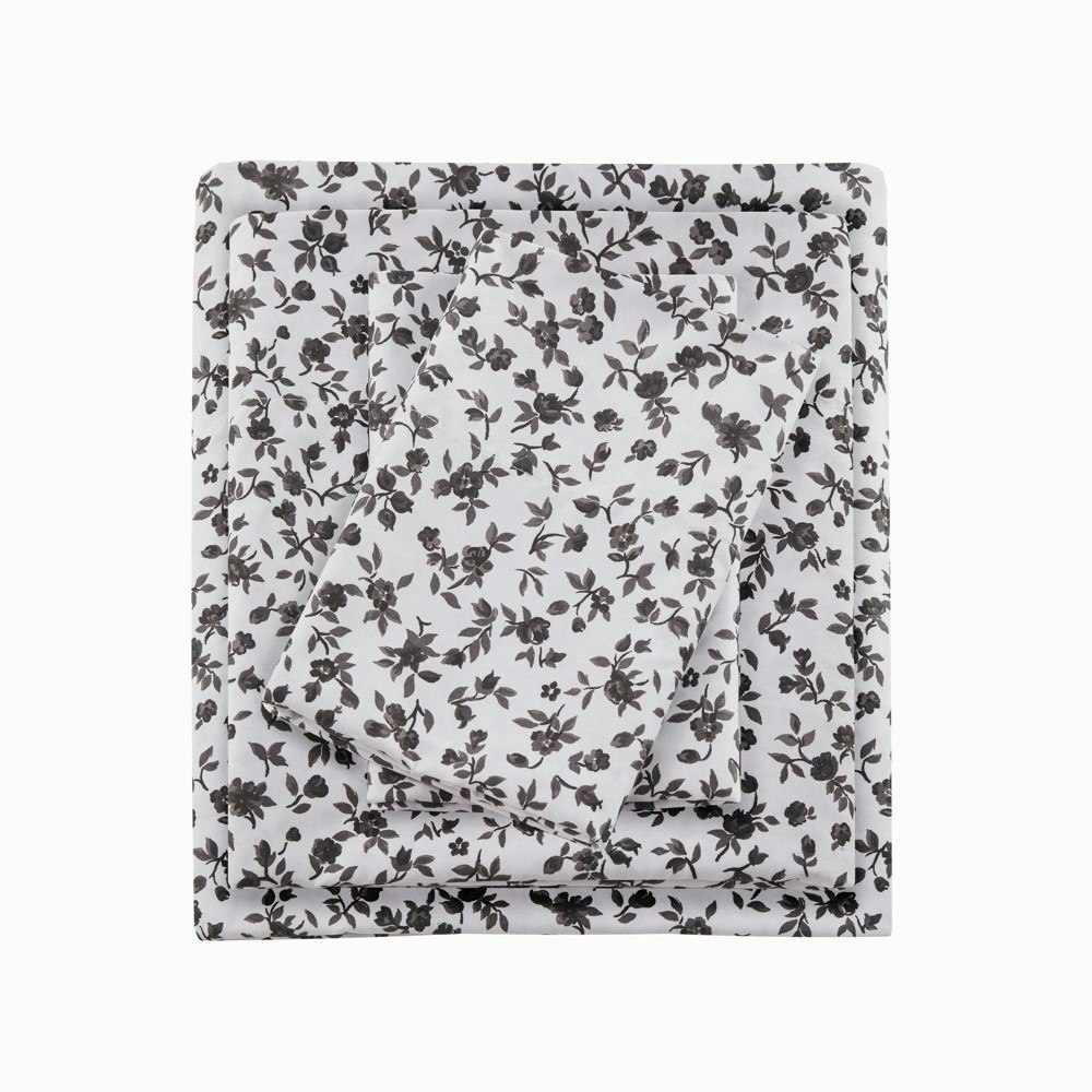 Twin Black Floral Printed Microfiber Sheet Set: $22.49 Twin Black Floral Printed Microfiber Sheet Set: $22.49