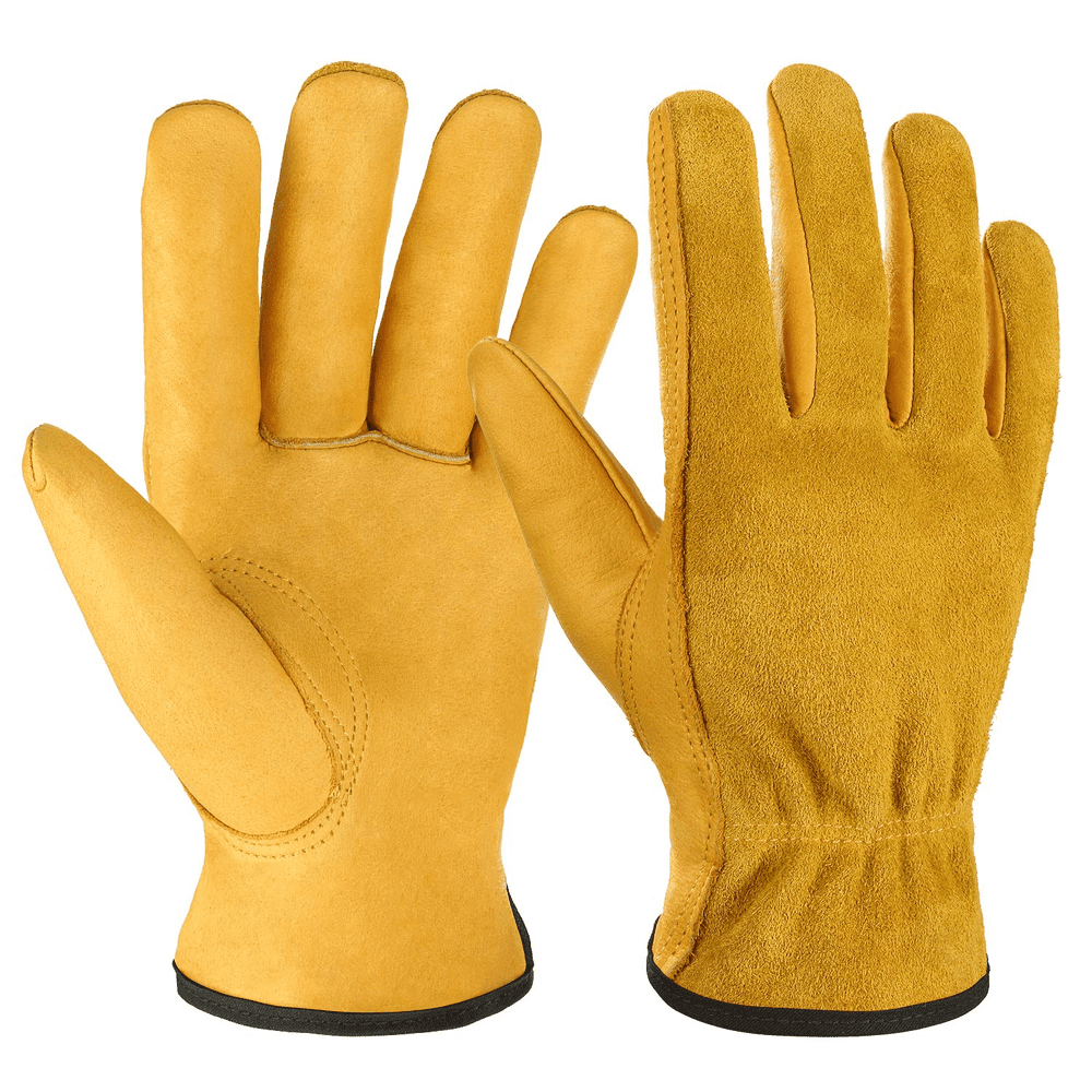 Ozero Cowhide Leather Garden Gloves: $11.60