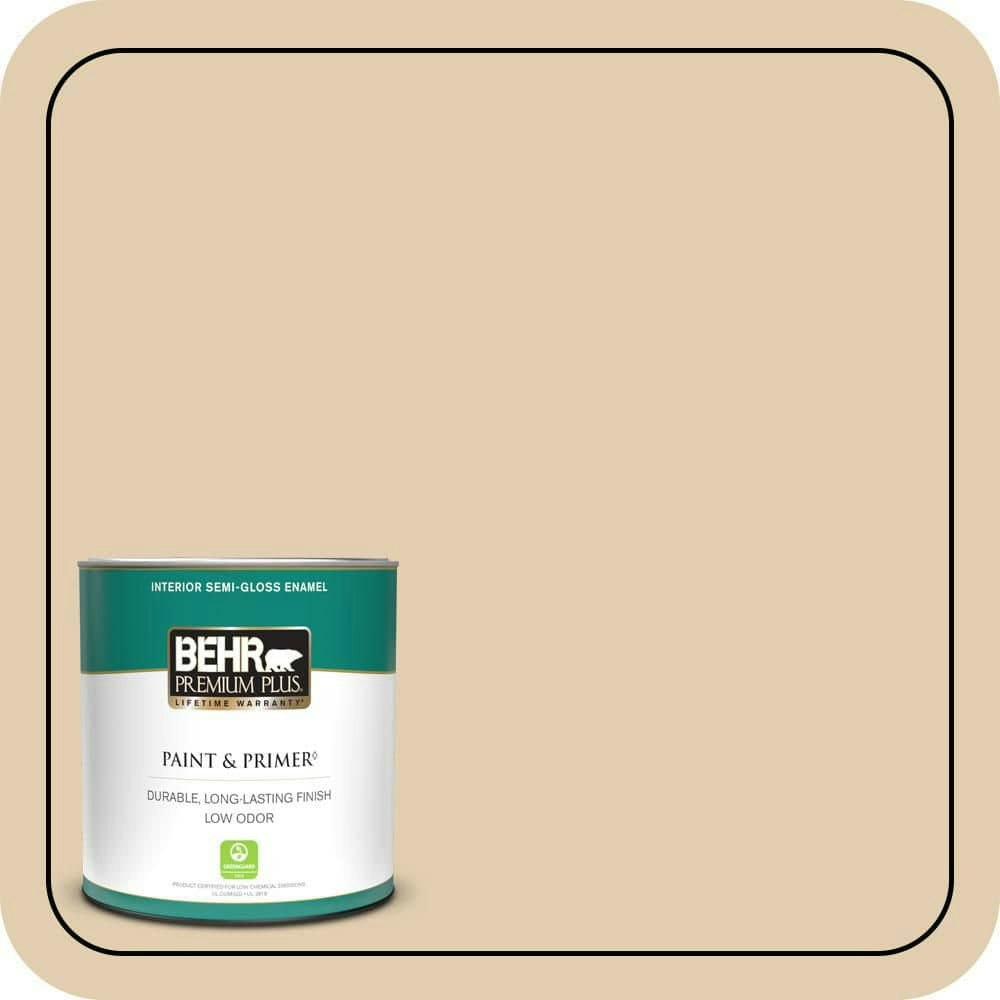 Home Decorators Concord Buff Semi-Gloss Interior Paint and Primer 1-Quart: $20.48