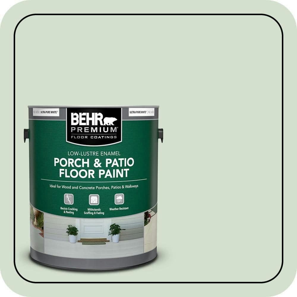 Behr Comforting Green 1-Gallon Porch and Patio Floor Paint: $39.98 Behr Comforting Green 1-Gallon Porch and Patio Floor Paint: $39.98