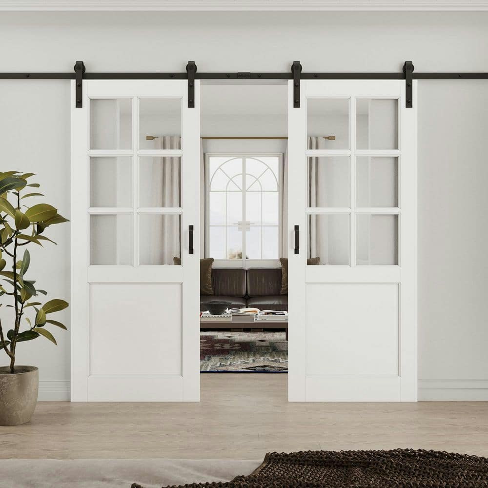 64x80-inch 6-Lite Sliding Barn Door with Hardware Kit: $719.14