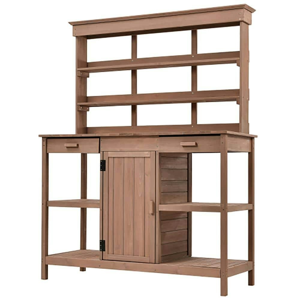 50x66-Inch Outdoor Wooden Potting Bench with Cabinet and Shelves: $437.94 50x66-Inch Outdoor Wooden Potting Bench with Cabinet and Shelves: $437.94