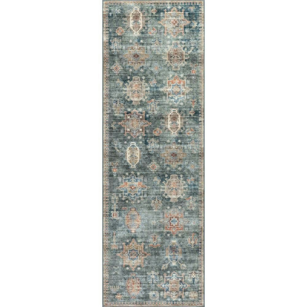 Philomena Medallion Spill Proof Machine Washable 2.5' x 8' Runner Rug: $95.99