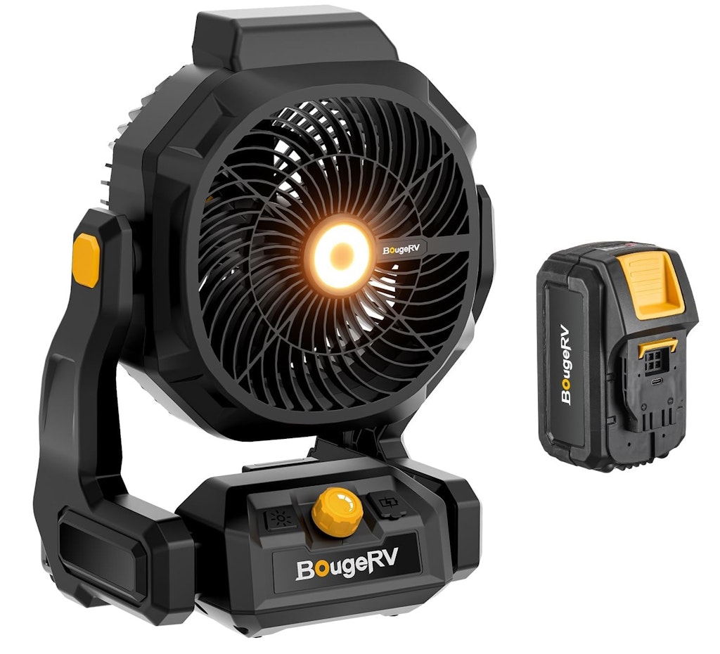 BougeRV F02 18V 144Wh Rechargeable Battery Powered Fan: $40 BougeRV F02 18V 144Wh Rechargeable Battery Powered Fan: $40