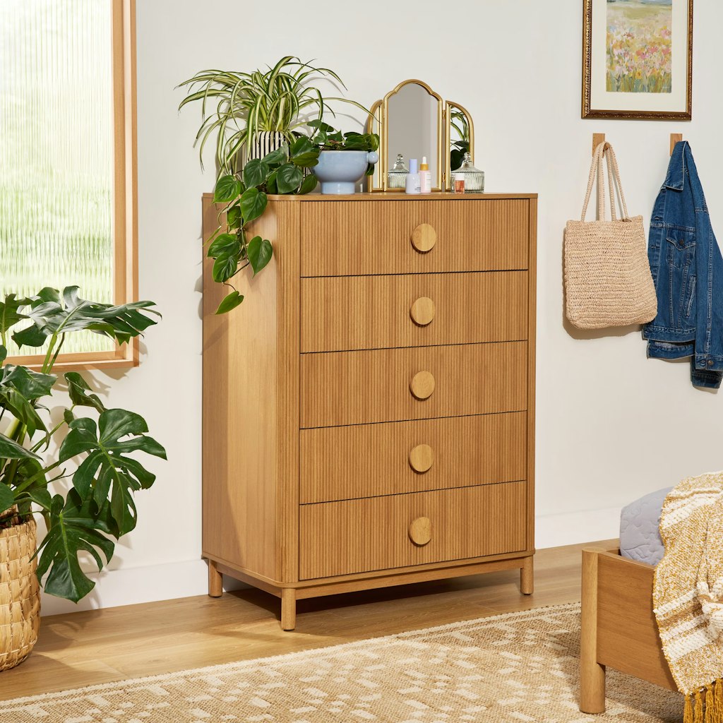 Beautiful 48" Fluted 5-Drawer Dresser: $188 Beautiful 48" Fluted 5-Drawer Dresser: $188
