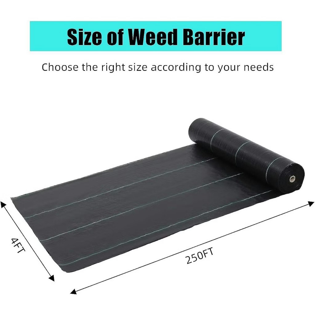 4' x 250' Weed Barrier Landscape Fabric: $66 4' x 250' Weed Barrier Landscape Fabric: $66