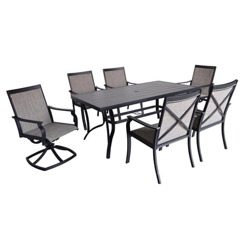 Living Accents Clark 7-Piece Black Steel Casual Dining Set: $750 Living Accents Clark 7-Piece Black Steel Casual Dining Set: $750