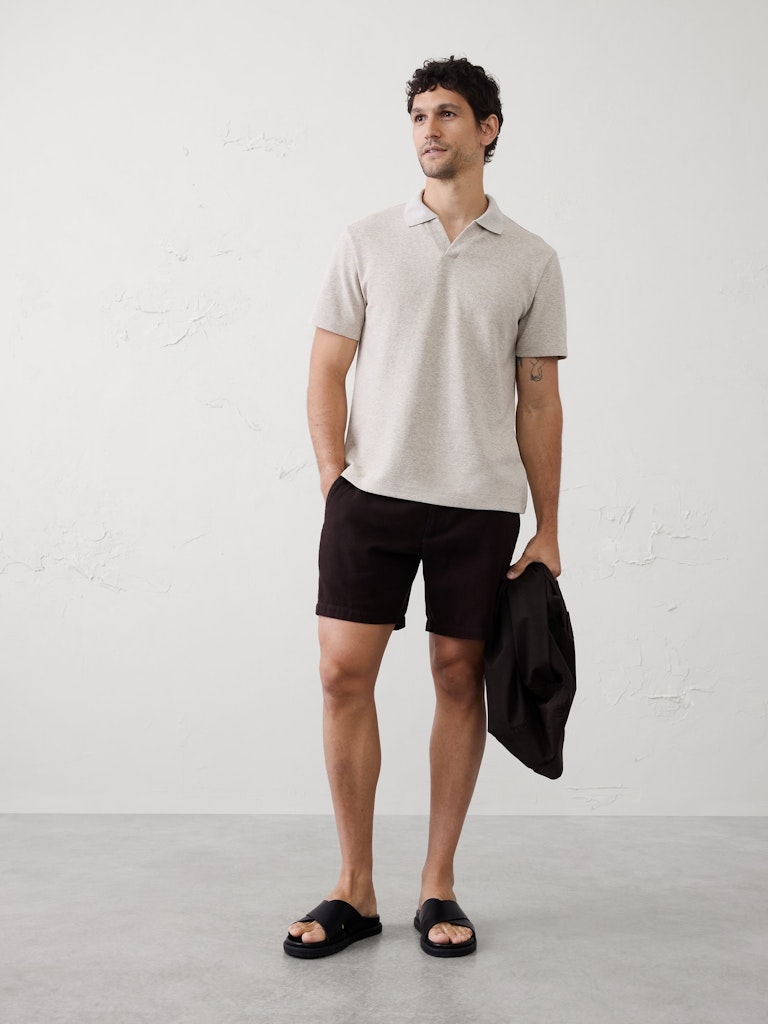 Standard-Fit Johnny-Collar Polo: $32.50 Standard-Fit Johnny-Collar Polo: $32.50