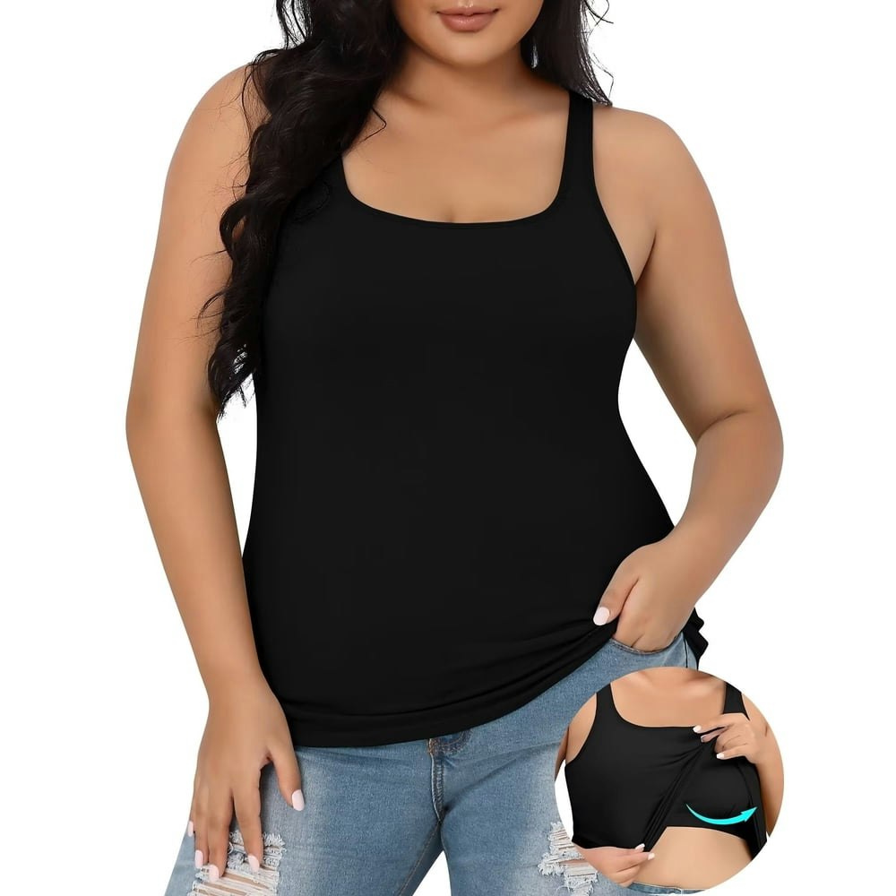 Charmo Women's Plus Size Cotton Tank Top with Shelf Bra: $13.29 Charmo Women's Plus Size Cotton Tank Top with Shelf Bra: $13.29