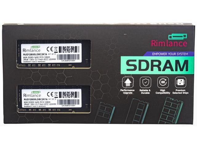 Rimlance 16GB (2x8GB) DDR3 1600MHz UDIMM Desktop Memory: $39.99 Rimlance 16GB (2x8GB) DDR3 1600MHz UDIMM Desktop Memory: $39.99