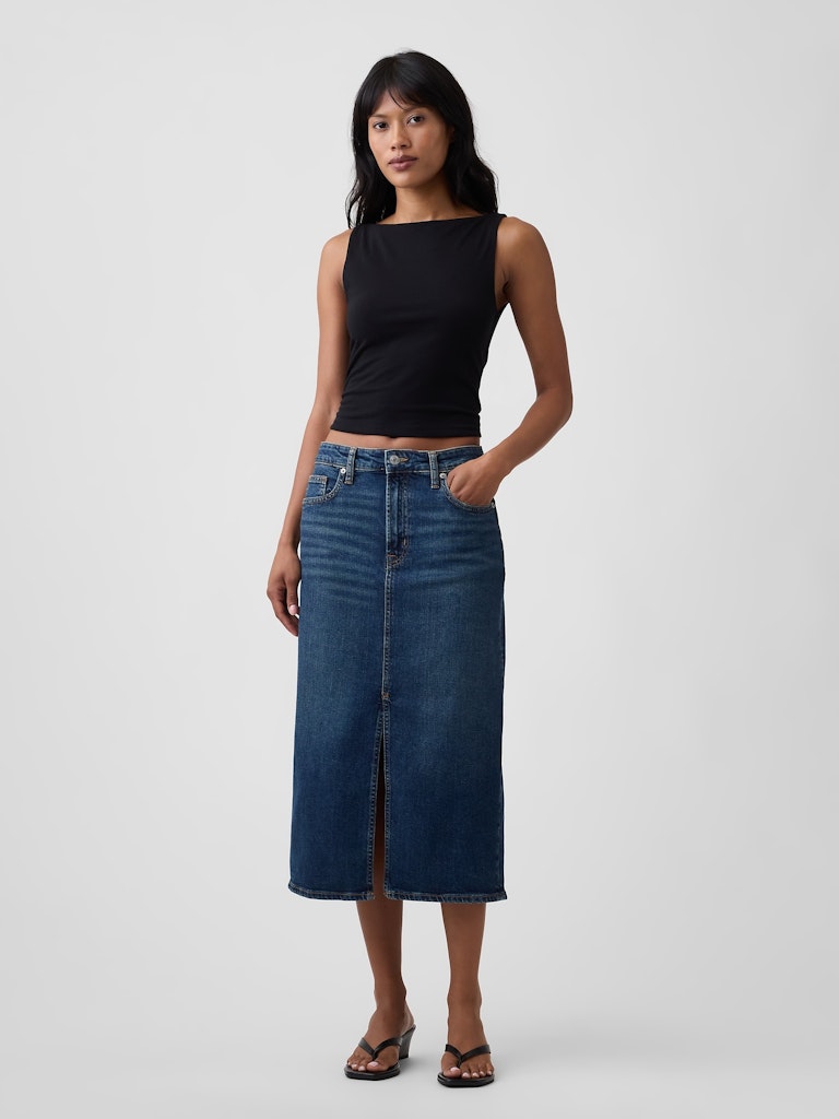 Denim Midi Skirt: $27.99