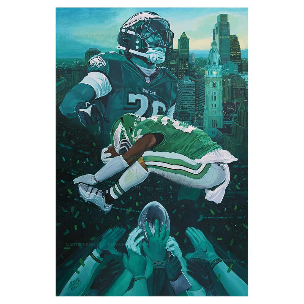Saquon Barkley The Arrival 24" x 16" Fine Art Print: $500 Saquon Barkley The Arrival 24" x 16" Fine Art Print: $500