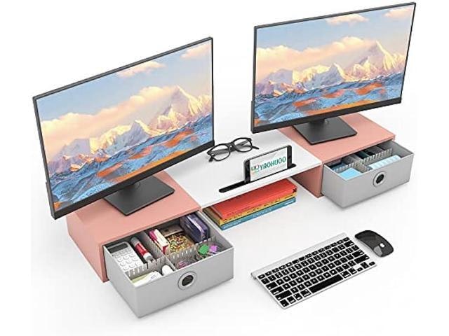 Yaohuoo Dual Monitor Stand with 2 Drawers: $74.86 Yaohuoo Dual Monitor Stand with 2 Drawers: $74.86
