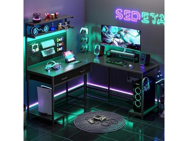 L-Shaped Gaming Desk with Hutch and Storage: $269.30 L-Shaped Gaming Desk with Hutch and Storage: $269.30