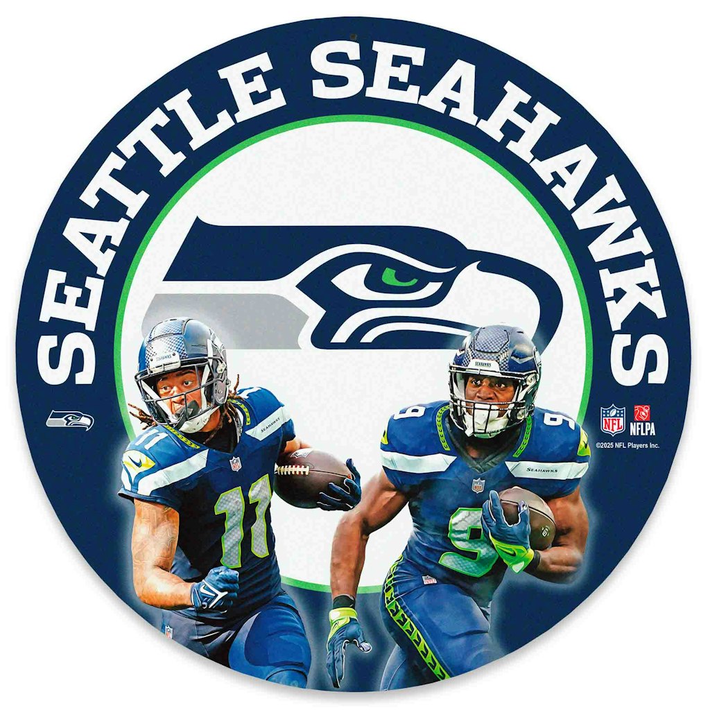Seattle Seahawks Team Stars 11-Inch Round Metal Sign: $34.99 Seattle Seahawks Team Stars 11-Inch Round Metal Sign: $34.99