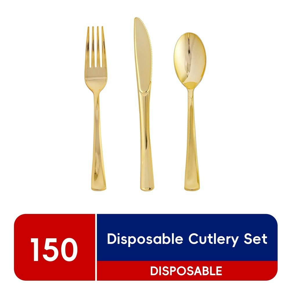 Jolly Chef Gold Plastic Cutlery 150-Piece Set: $17.79 Jolly Chef Gold Plastic Cutlery 150-Piece Set: $17.79