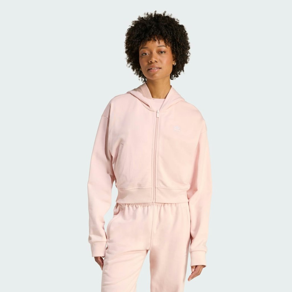 Essentials French Terry Cropped Zip Hoodie: $56 Essentials French Terry Cropped Zip Hoodie: $56